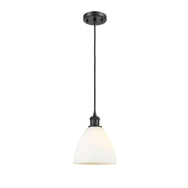 Haruka 1 - Light Single Pendant, White, Matte Black, 11.25" H x 7.5" W x 7.5" D