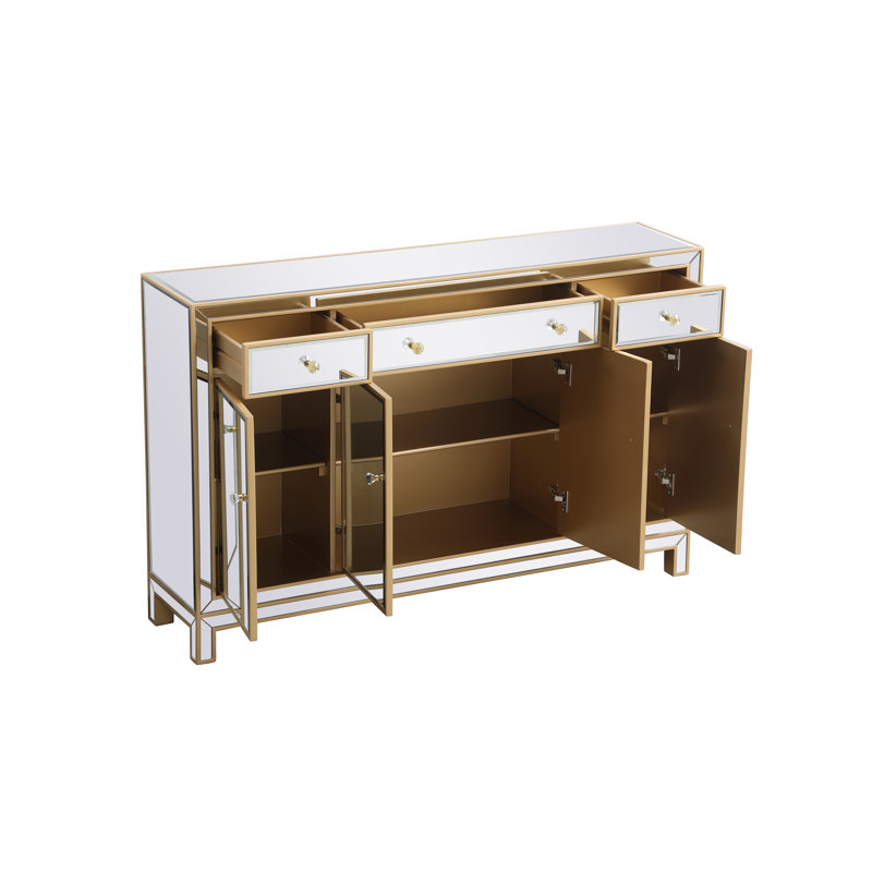 Bronx 3 Drawer Credenza, Gold, 36" H x 56" W x 13" D