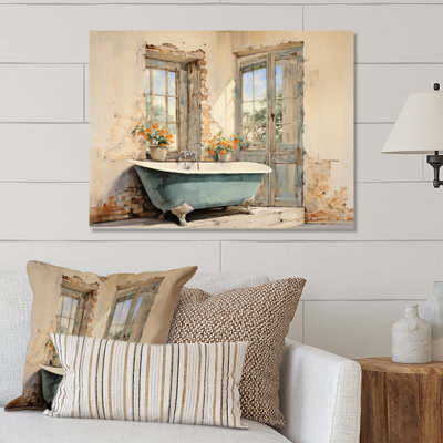 «Bathroom & Vintage Tiles I - Bath & Laundry», reproduction d'art en métal