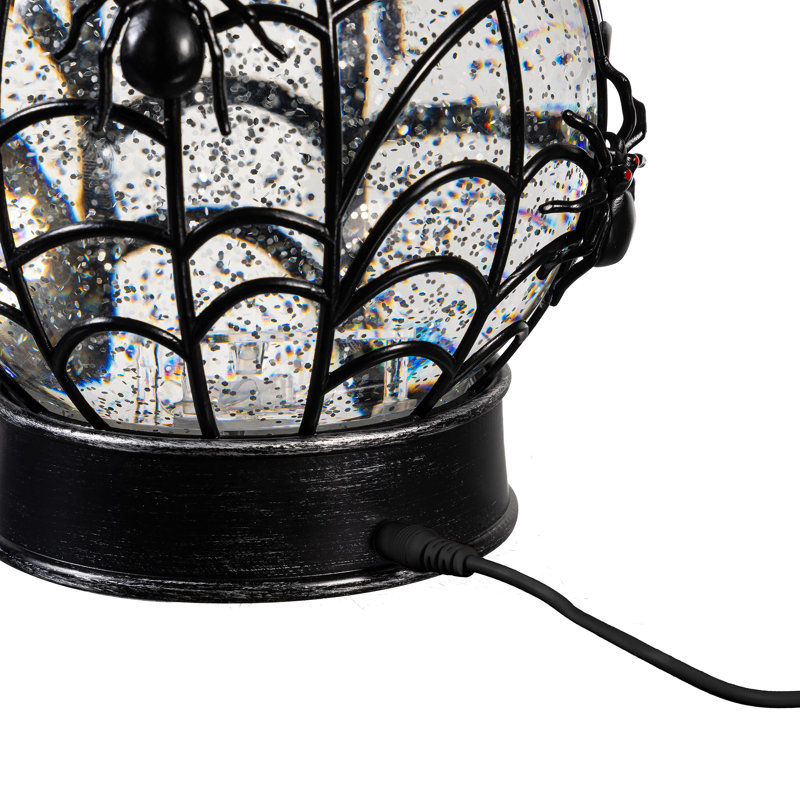 Spooky Spider Web Halloween LED Snow Globe with Timer