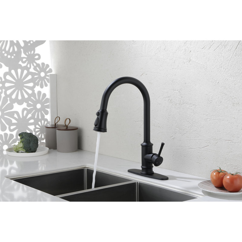Kitchen Faucet Pull Out Spray Matte Black, Stainless Steel Craftsmanship, 360 Rotating Nozzle For User- Experience, Corrosion & Rust, Single Handle To Regulate Water In Crafted, Rotatable Effortless