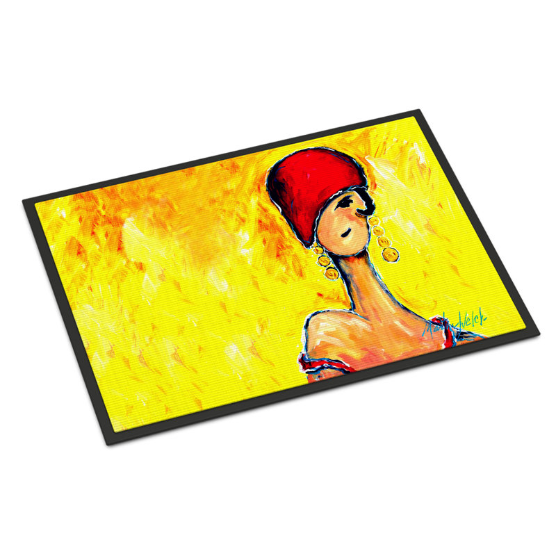 Tapis de porte pour l’extérieur antidérapant bougon azalines, Rectangle 1 pi 6 po x 2 pi 3 po