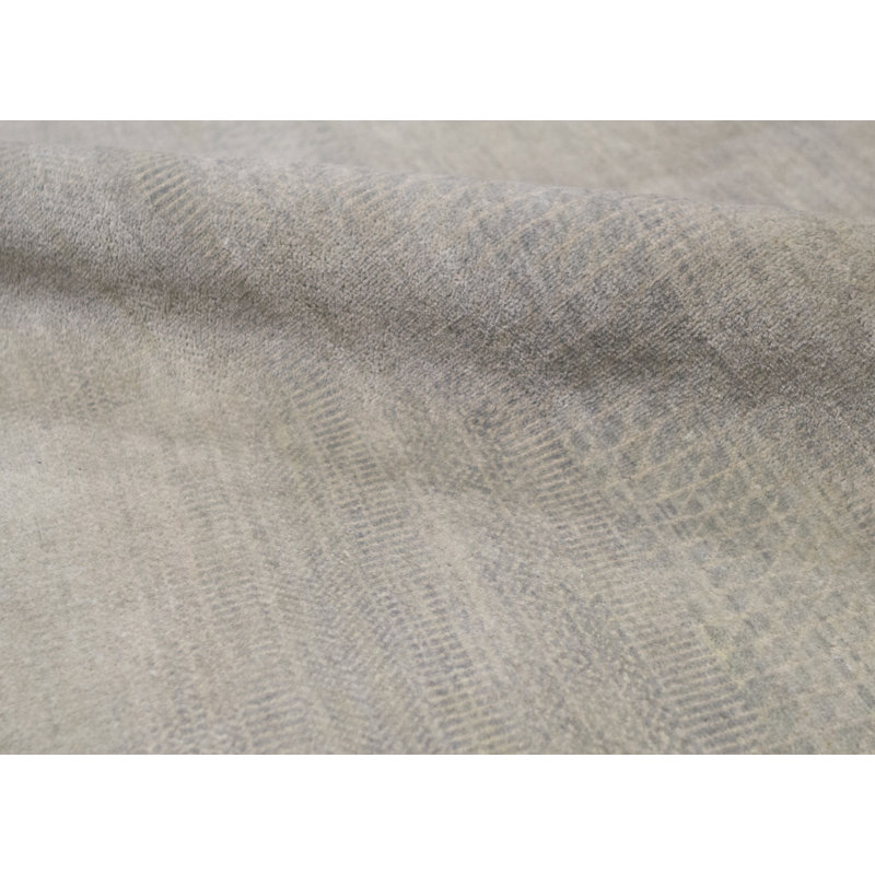 Tapis vert clair et argent noué à la main de haute qualité