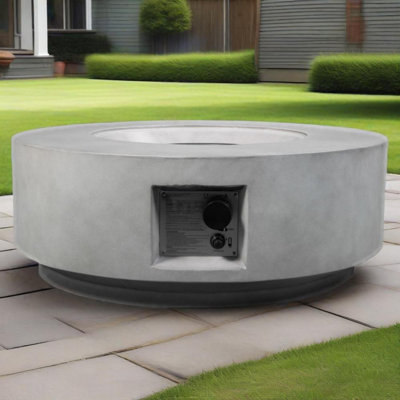 Foyer d'extérieur au gaz au propane rond en béton de 30 po avec 50 000 BTU