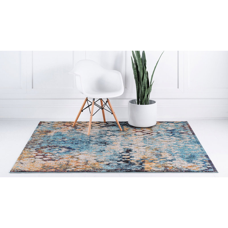 Ellarae Abstract Indoor Rug, Square 6'