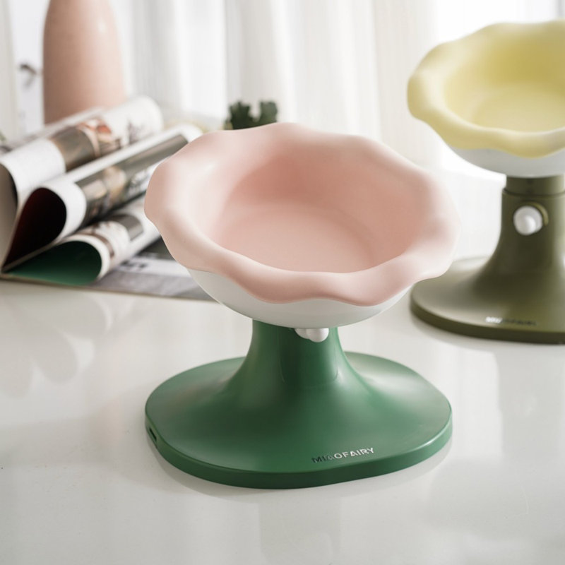 Bol pour chat surélevé ajustable en forme de fleur Fairela, Rose