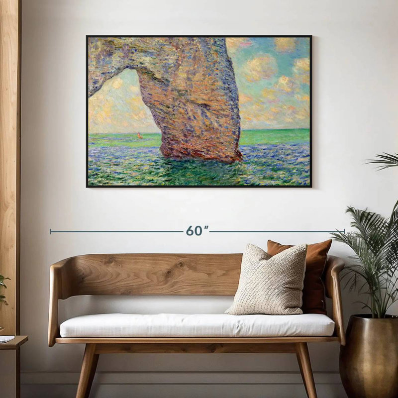 La falaise à Etretat, 46 po x 31 po, Cadre flottant noir