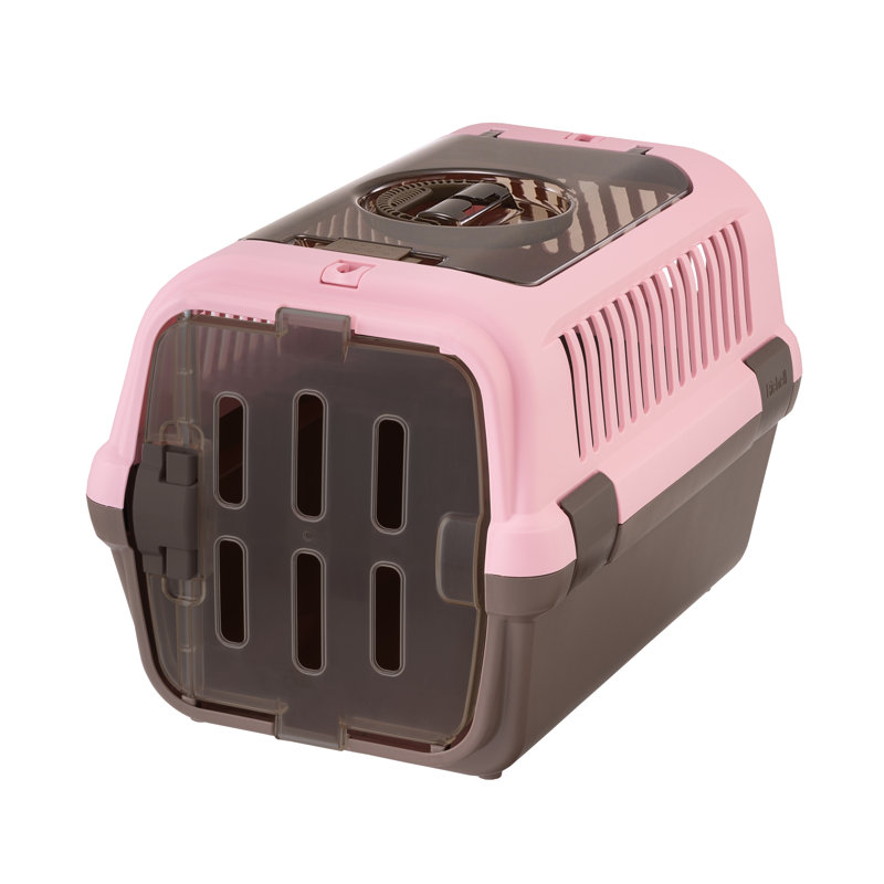 Porte-animaux double porte, Rose/brun, H 14,4 po x l 22,4 po x P 14,4 po