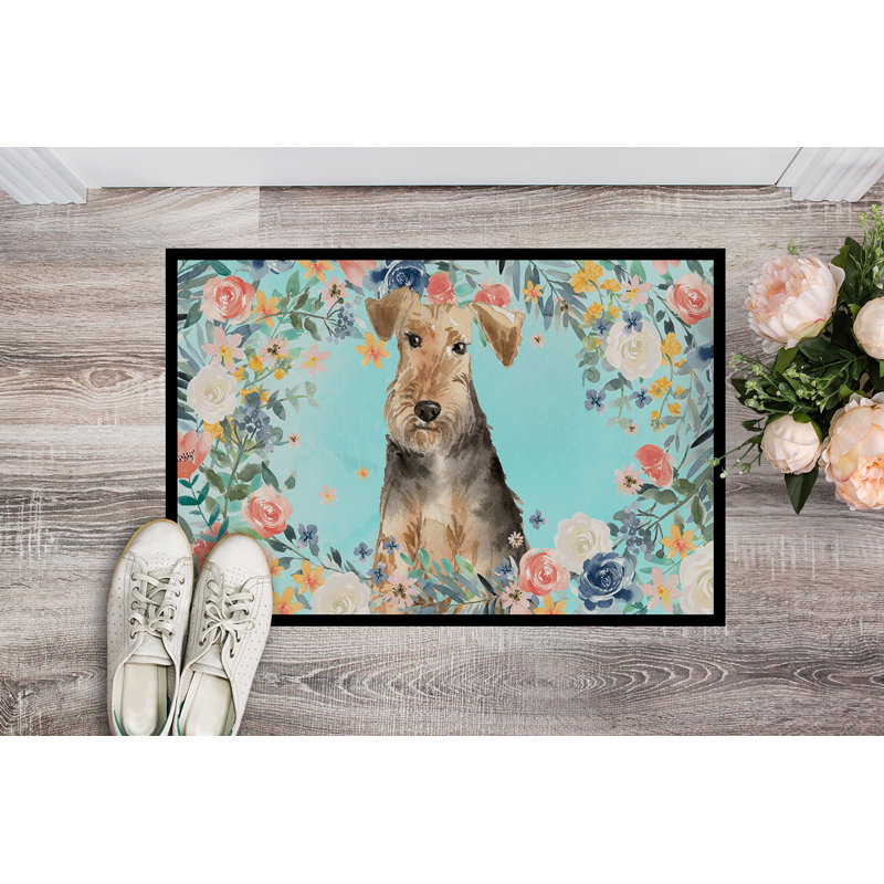 Schnauzer 27 po x 18 po tapis de porte extérieur antidérapant Gerwalta, Terrier brun