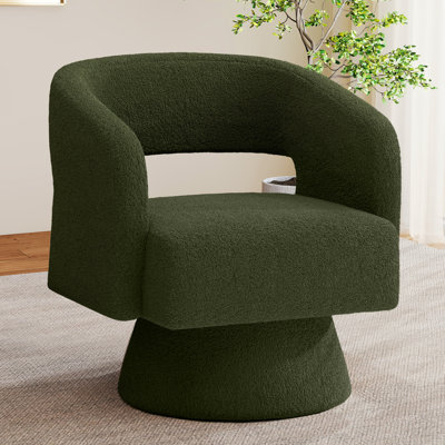 Fauteuil d'appoint pivotant en tonneau, fauteuil rembourré Teddy & Chenille avec base pivotante à 360 ° pleine perle, mobilier d'appoint moderne pour salon, chambre à coucher et meuble-lavabo