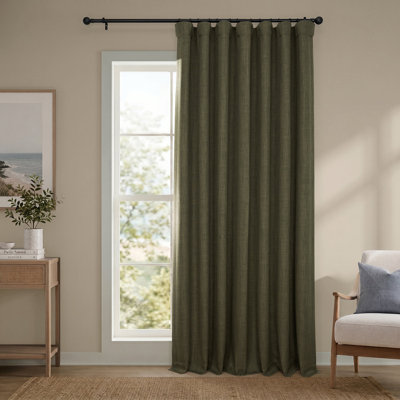 Ottis Faux Linen Room Darkening Curtain Panel