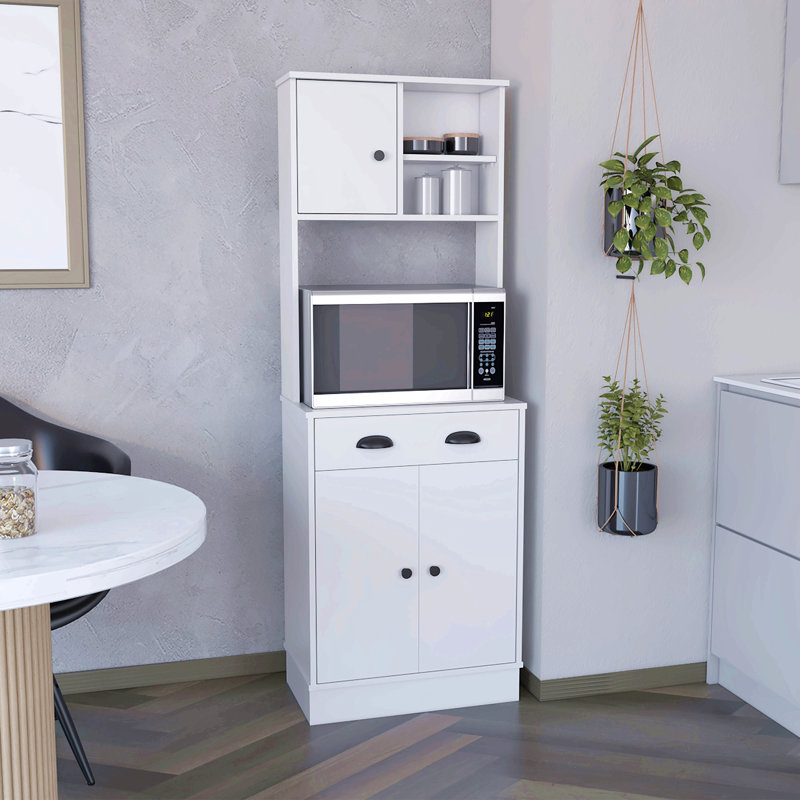 Garde-manger avec tiroir et 3 portes, blanc - Cuisine