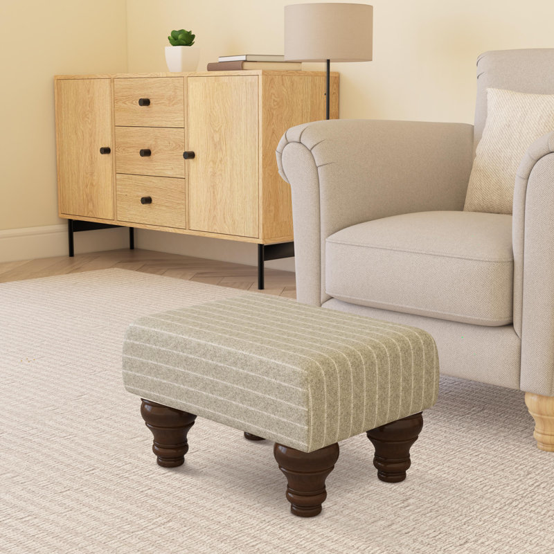 Autryville Wood Turned Leg - Pinstripe Wool, Mahogany, Linen Beige