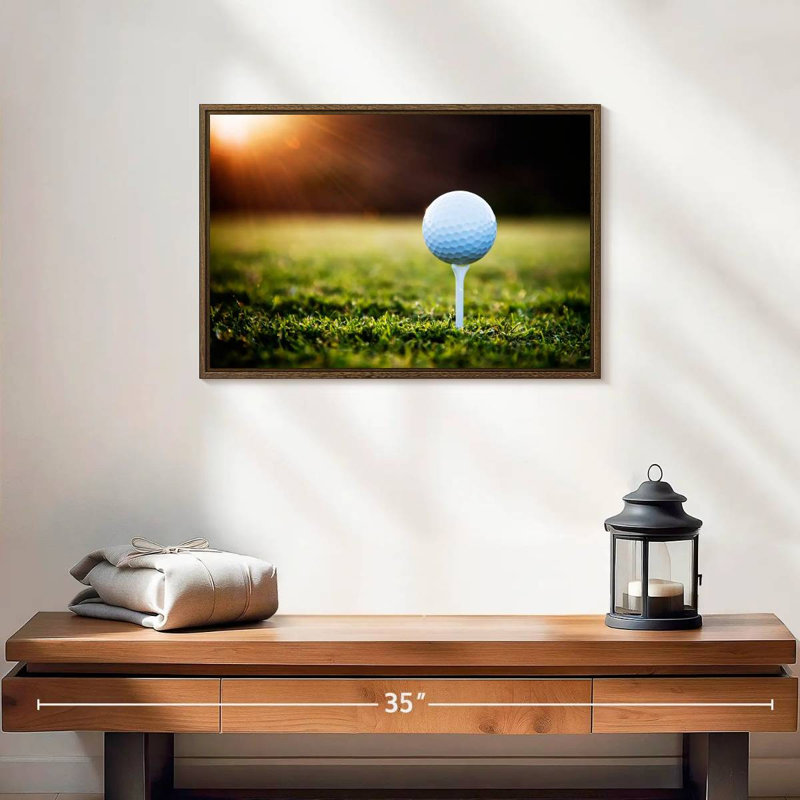 Té de balle de golf, 19 po x 13 po, Cadre flottant noyer
