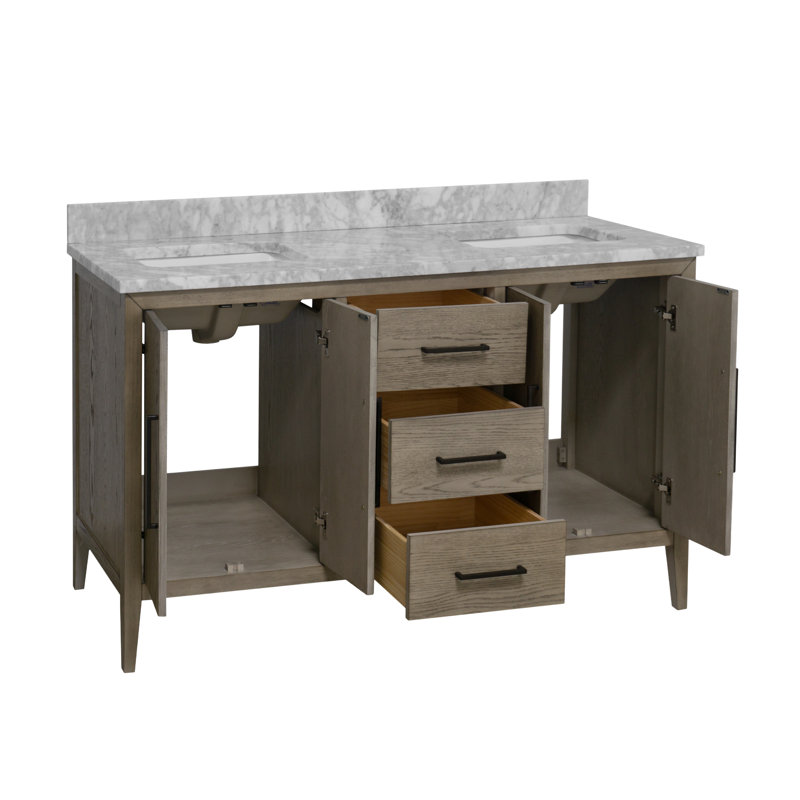 Calgary 60" Double Bathroom Vanity Set, Gray Oak