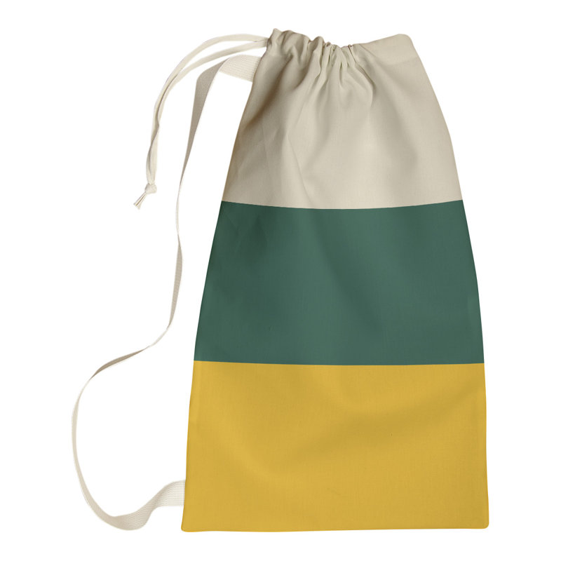Fabric Laundry Bag with Handles, 29" H x 18" W x 1.5" D, Minnesota Wheat/Forest Green/Harvest Gold