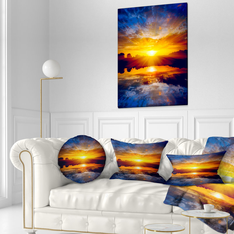 Coussin de mer brillant coucher de soleil, 16 po x 1 po, Coussin décoratif