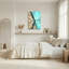 Aquarelle sur toile bleu sarcelle et beige-133549200