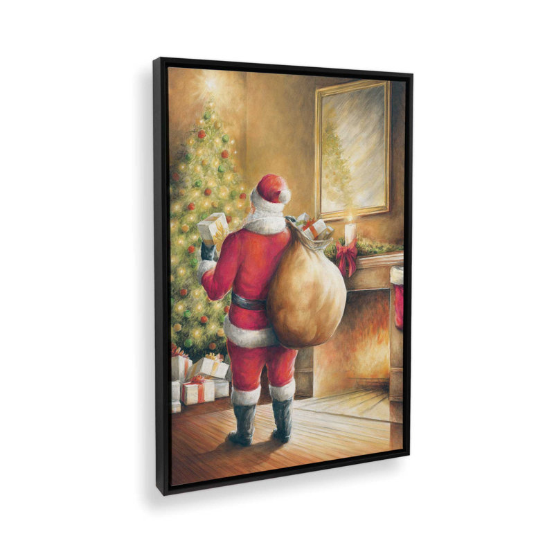 «Santa Christmas Dreams» par Dogwood, L 8 po x H 12 po, Noir, Toile avec cadre