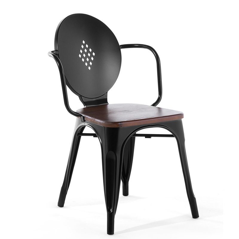 Patio Dining Armchair with Cushion, Black