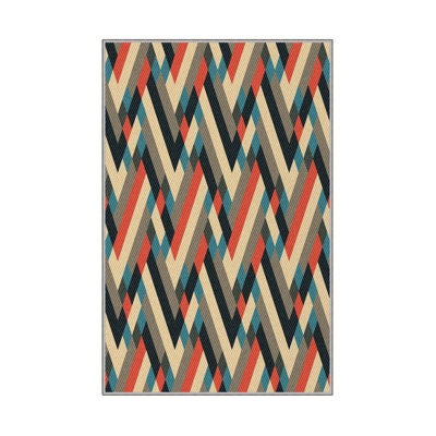 Tapis luxueux 100% polyester 5,2 x 7,5 pi, hauteur des poils de 0,4 po | Antibactérien, points antidérapants en PVC, lavable à la machine | Élégante impression numérique en 3D, parfaite pour le décor du salon et de la chambre à coucher