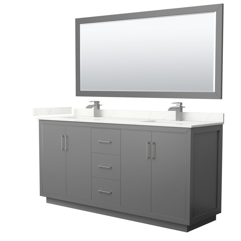 72'' W Double Vanity, Matte Black, Dark Gray, Giotto Quartz