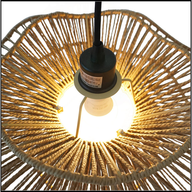 Luminaire suspendu - noir et naturel