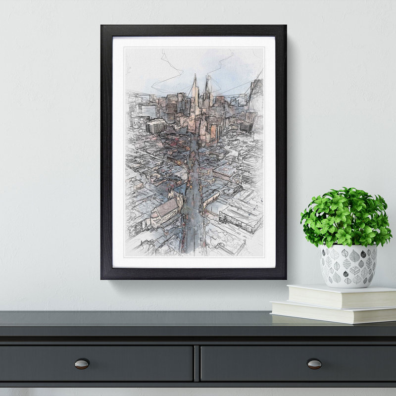 Downtown San Francisco - Picture Frame Painting Print, Black Framed, 45cm H x 33cm W x 2cm D