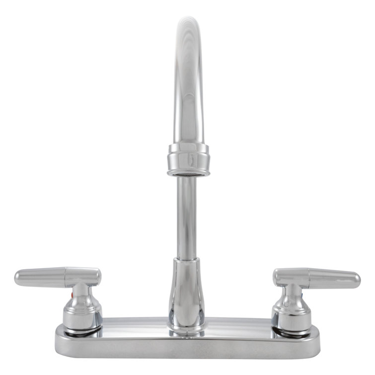 FlowCurve 8 in. Centerset 2-Handle Standard Kitchen Faucet with Side Sprayer in Polished Chrome