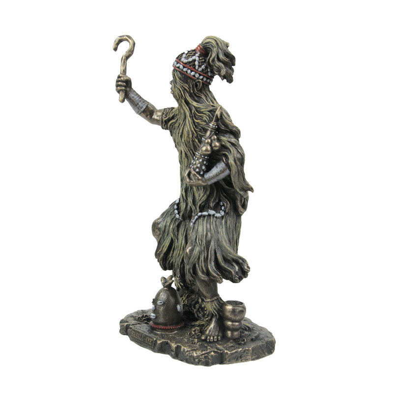 Statue curative Nordis Babalu Aye Orisha en résine coulée à froid bronze antique - H 9,25 po x L 5 po x l 3,75 po