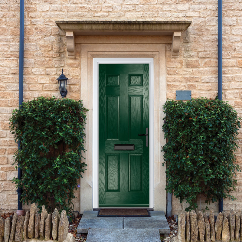 Crystal GRP Front door Muirfield solid Agate Grey 890mm x 2090mm Open in Left hand None Glass, 89mm x 209mm, Left, Green