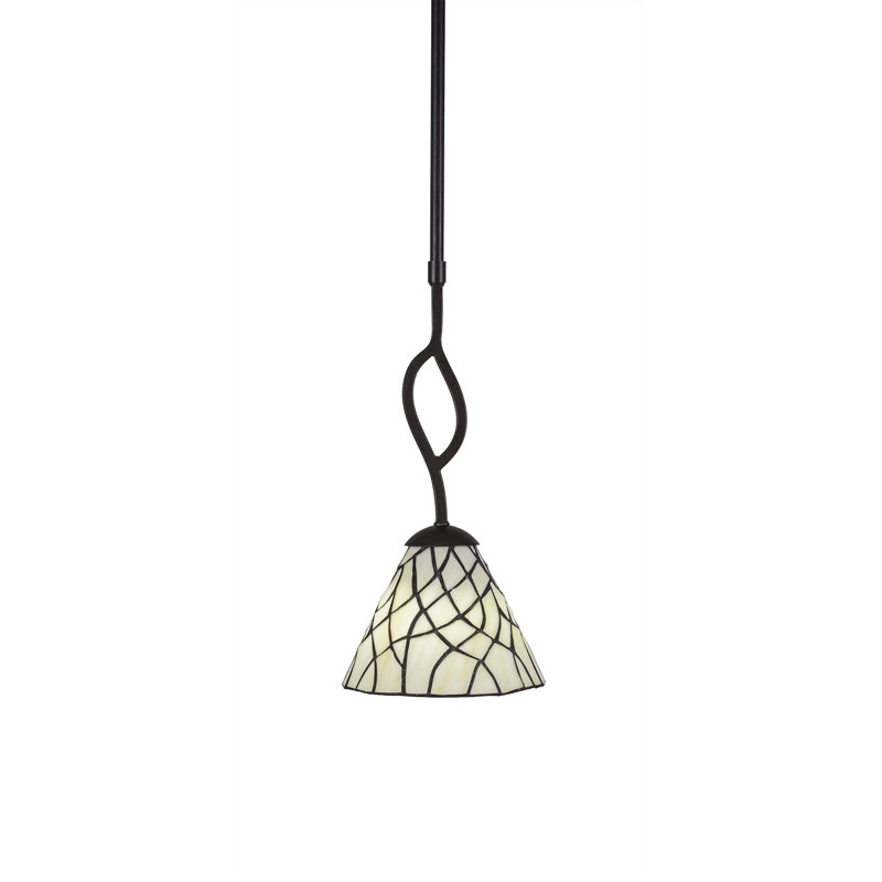 Mini-luminaire suspendu Hiroko Revo présenté en finition granit foncé avec verre Sandhill