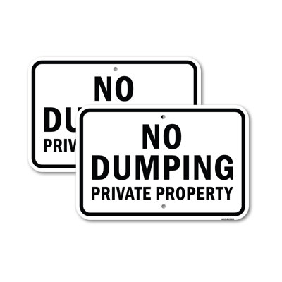 (2 Pack) No Dumping Private Property Sign 12" X 18" Heavy-Gauge Aluminum Sign