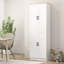 Garde-manger autoportant 67 po, armoire de rangement 4 portes avec tablettes réglables, armoire de cuisine avec portes et tablettes, blanc vieilli