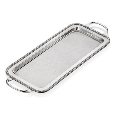 Plateau rectangulaire martelé avec pierres