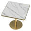 Table bistro tulipe 31,5 pouces carrée avec faux marbre, configuration avant droite, structure en métal, pierre frittée gris ardoise, dalle brillante Snow Mountain Stone, bordures en alliage d'aluminium, or-1328745620