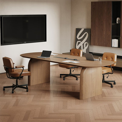 Bureau d'écriture ovale en bois massif Nut-Brown