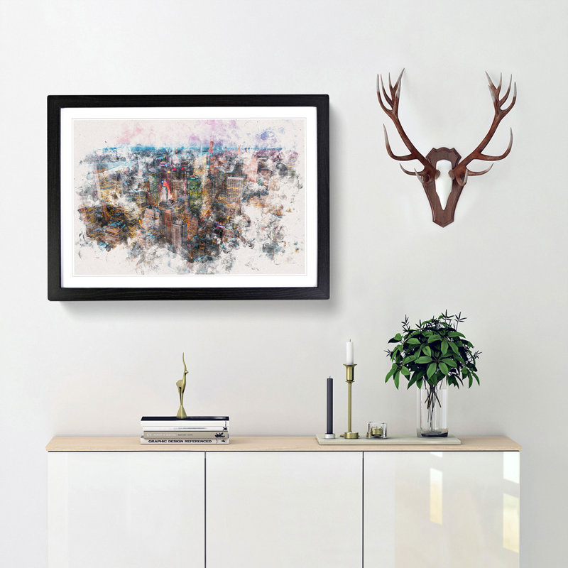 New York View - Framed Print, Black Framed, 33cm H x 45cm W x 2cm D