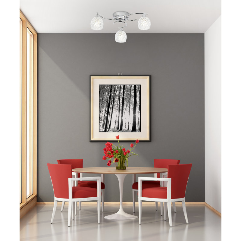 Minden Glass Semi Flush Mount, Chrome