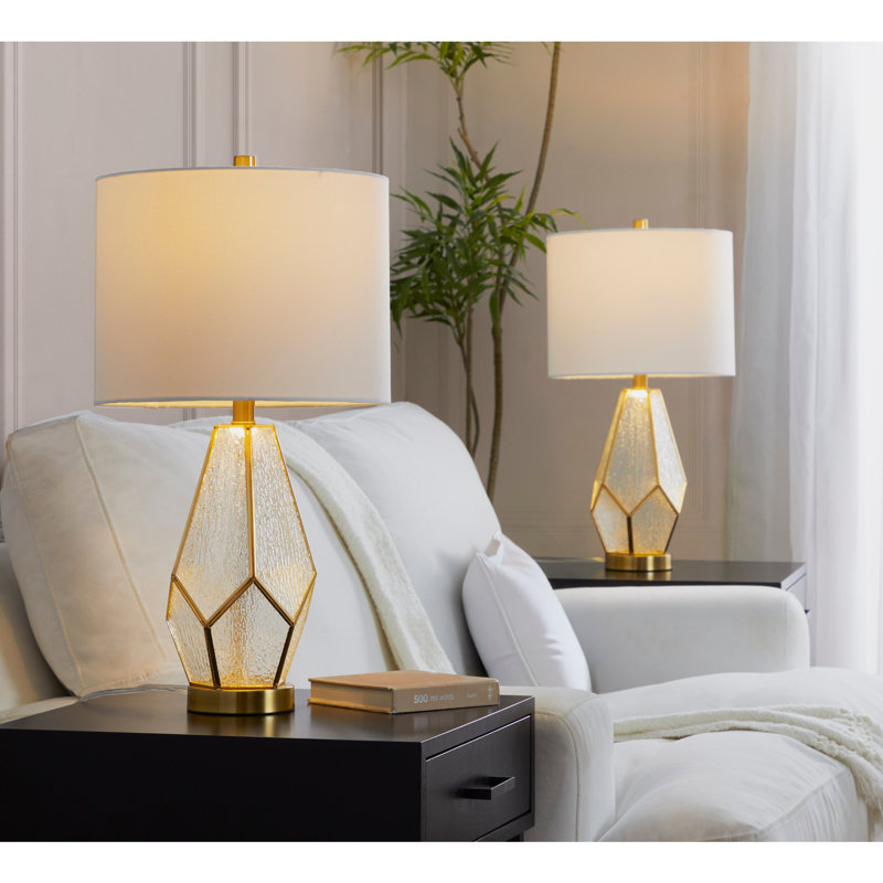 Contemporary Accent Table Lamp, Blanc / Doré