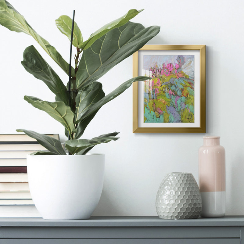 «Rise And Bloom», reproduction encadrée, Blanc, Papier avec cadre doré