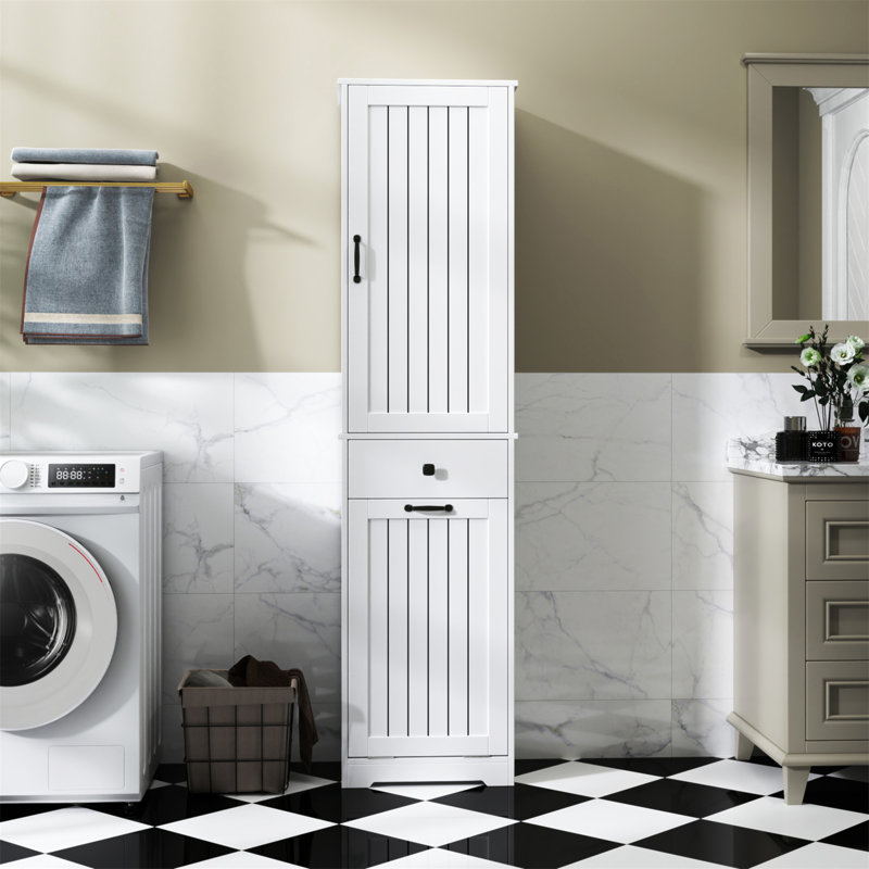Armoire de buanderie avec 1 armoire de rangement et 1 tiroir, parfaite pour une gestion du linge organisée et élégante