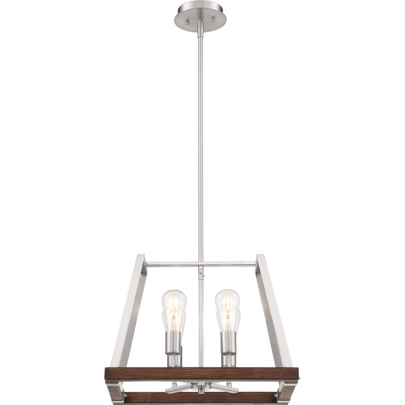 Bouck 4 - Light Single Pendant, Brushed Nickel/Nutmeg Wood
