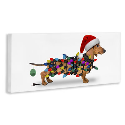 Holiday Lights Dachshund Canvas Wall Art by John Hovenstine