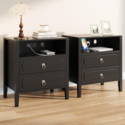 Sleek Modern Nightstand with Charging Station by Latitude Run