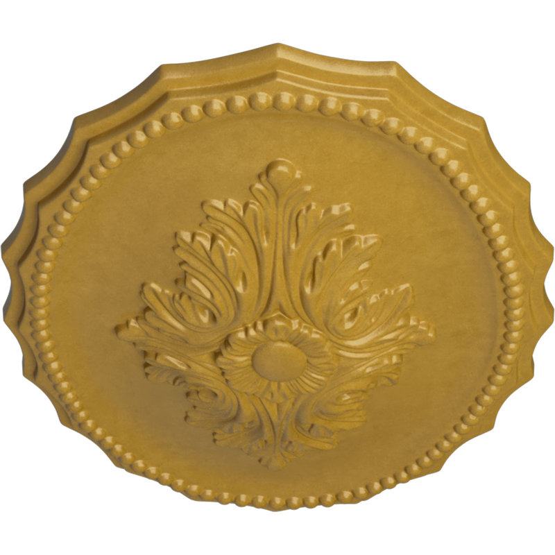 Médaillon de plafond Endurathane Oxford, l 16 7/8 po x H 11 3/4 po x P 1 1/2 po, fini or irisé peint à la main, Or iridescent