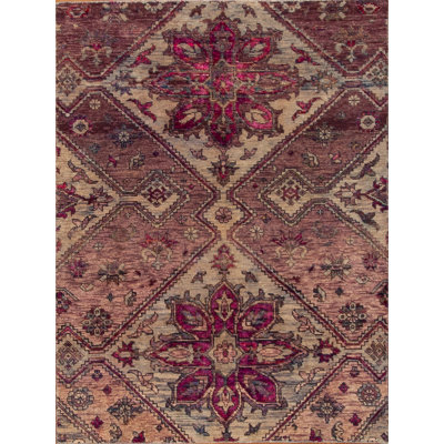 Seville Hand Knotted Area Rug in Plum/Pink/Gray/Beige
