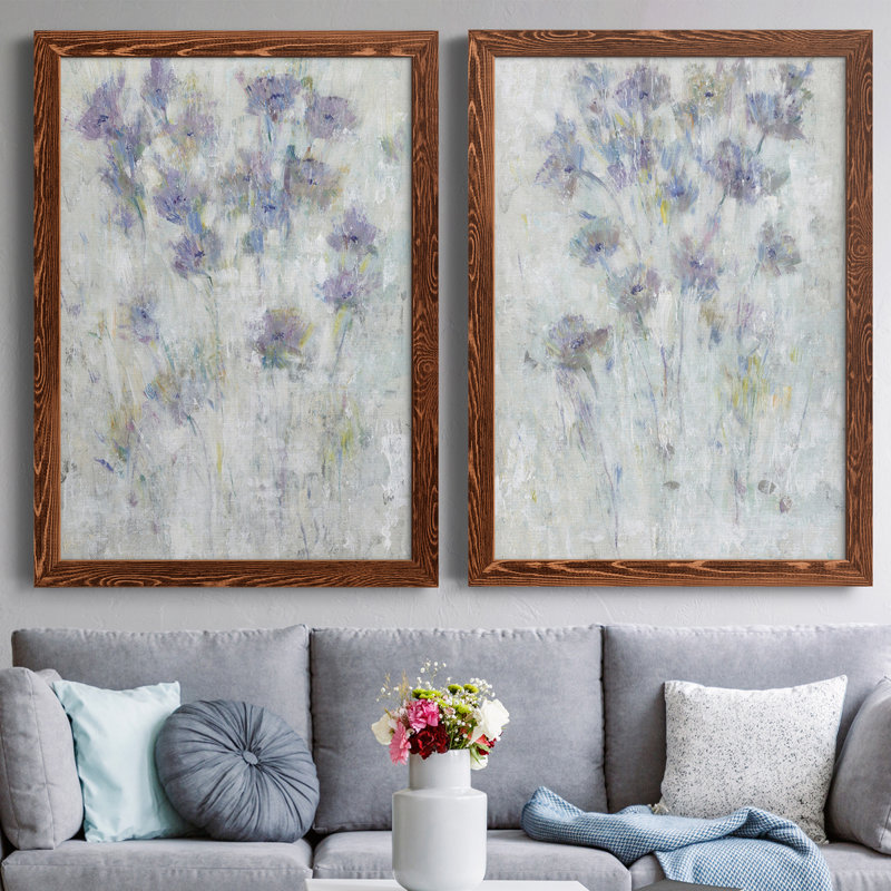 Lavande, Fresque florale I, toile encadrée de qualité supérieure - prête à être accrochée, H 43,5 po x l 31,5 po x P 1 po