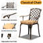 Élégante chaise de patio en aluminium coulé avec coussins latte (ensemble de 2)