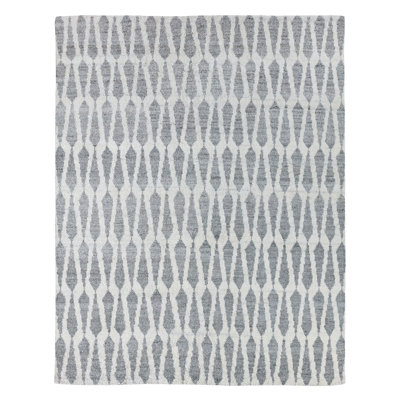 Tapis ivoire / gris en laine noué à la main Camyiah